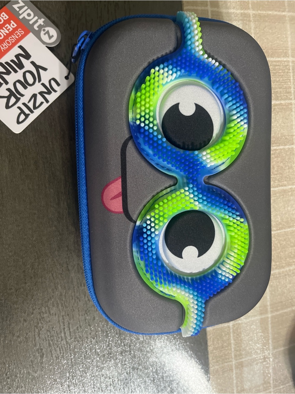 Sensory Unzip Mini VR Accessory Case with Blue & Green Silicone Eye Strap